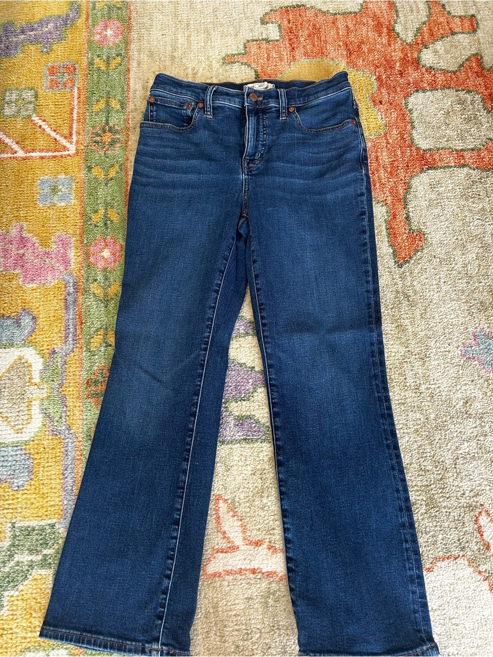 Madewell Women's Mid-Rise Dark Blue Kick Out Jeans